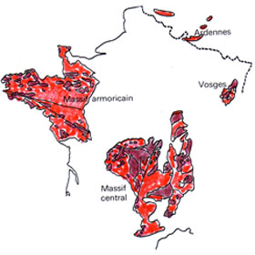 Carte du massif hercynien