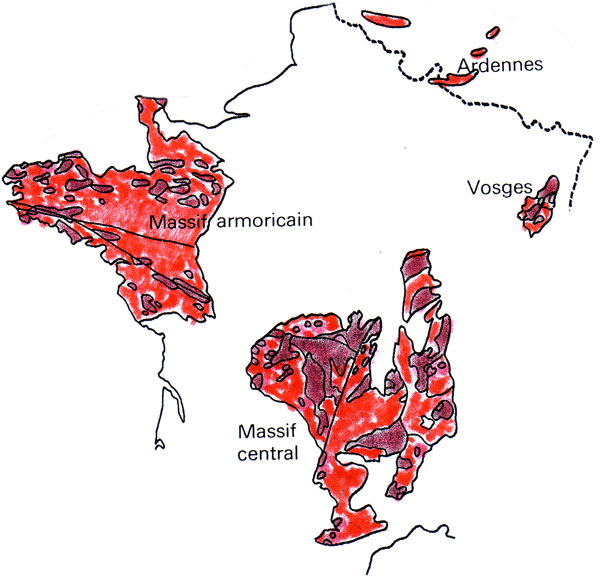 Carte du massif hercynien