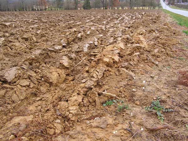 Terre retournée par un soc de charrue