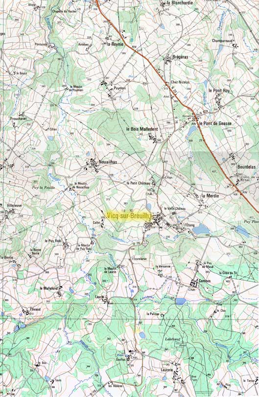 Vicq-sur-Breuilh - Carte IGN 2032 E - 1:25000